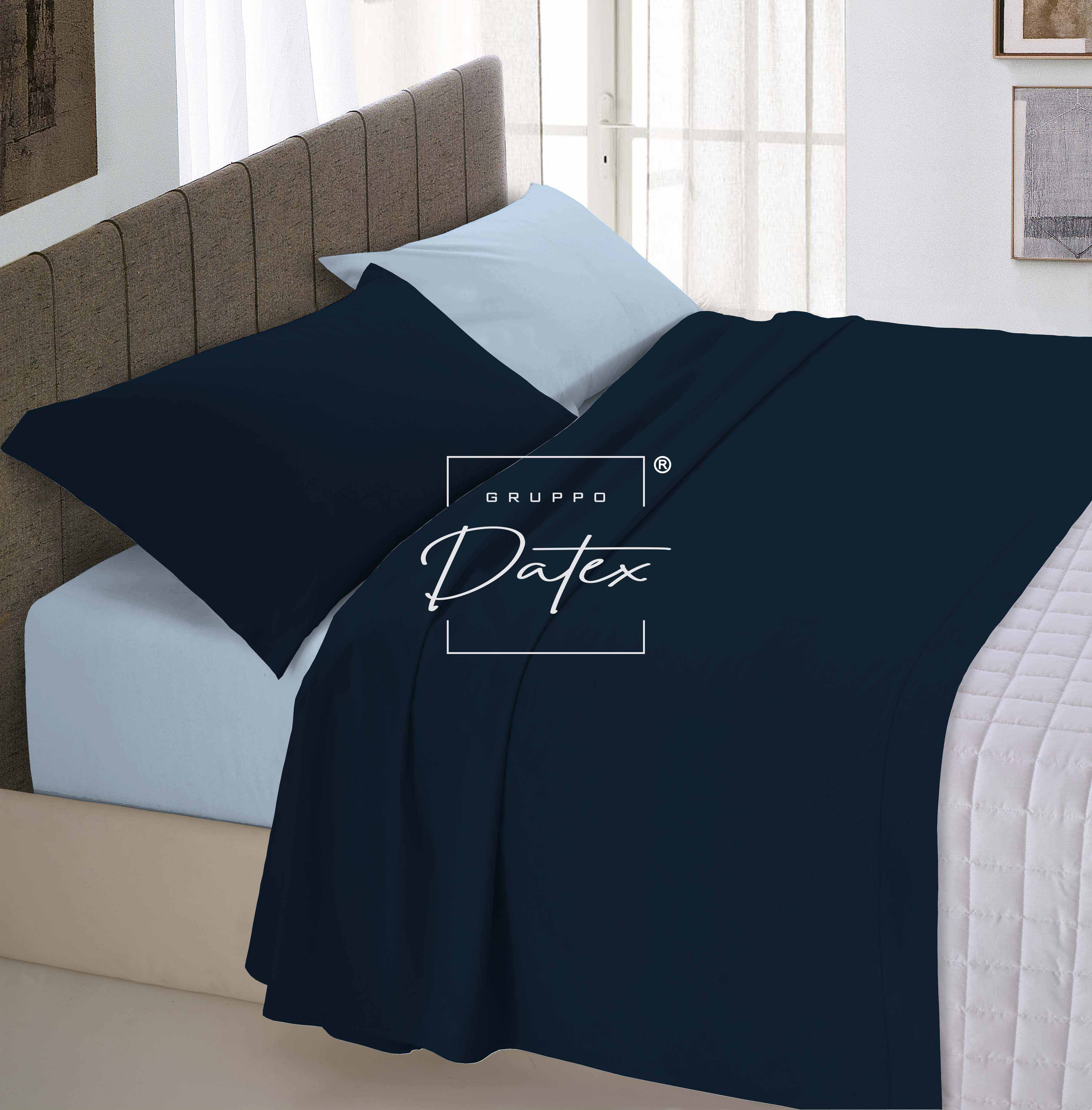 Completo Lenzuola BiColor blu/azzurro - Spugna e Cotone