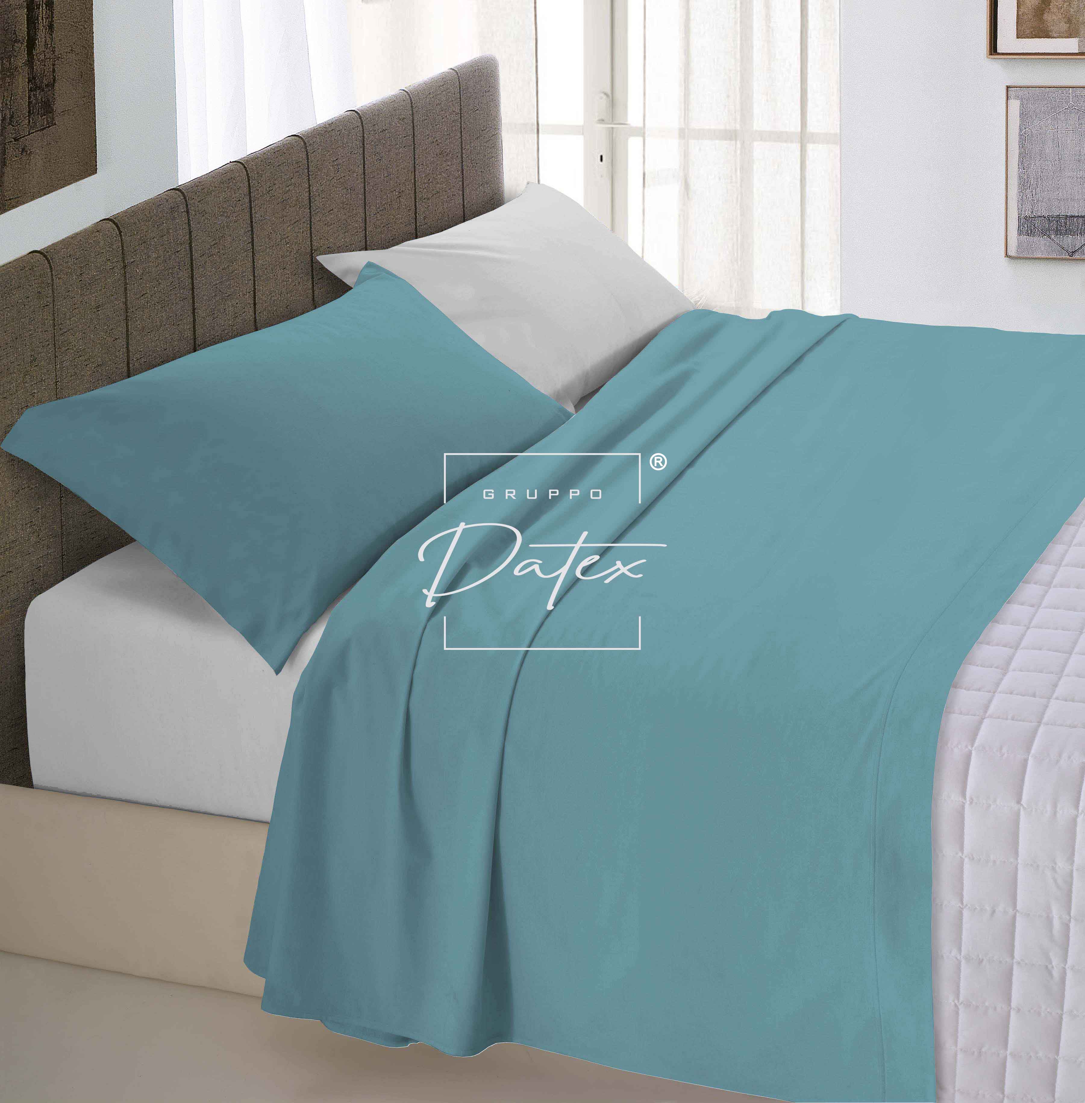 Completo Lenzuola BiColor Ottanio/Grigio chiaro