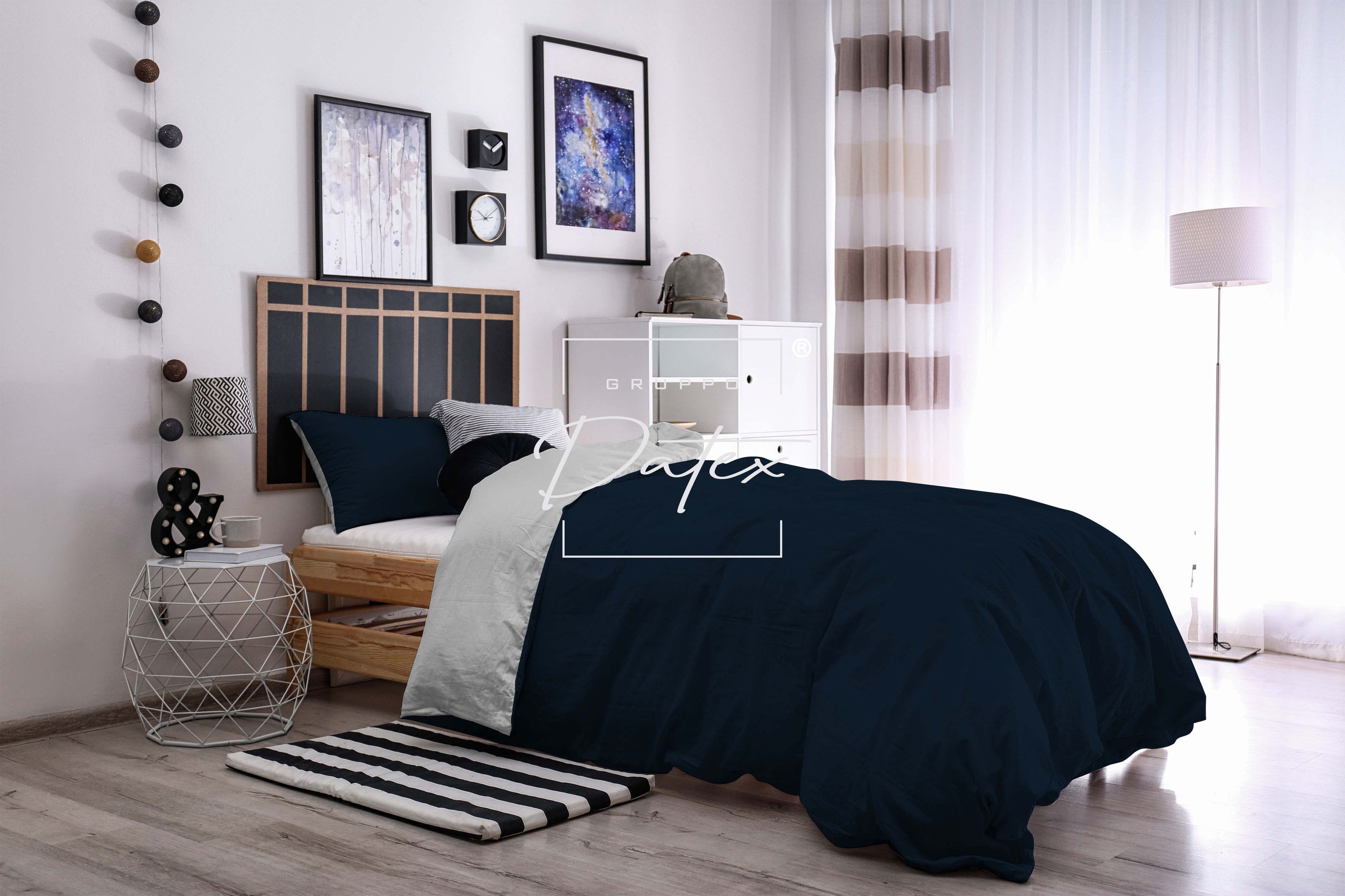 Parure Copripiumino BLU/GRIGIO - Spugna e Cotone