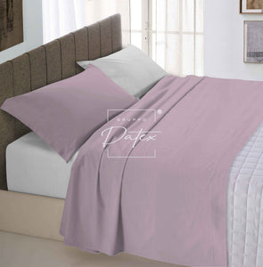 Bicolor Sheet Set in Antique Pink/Light Grey