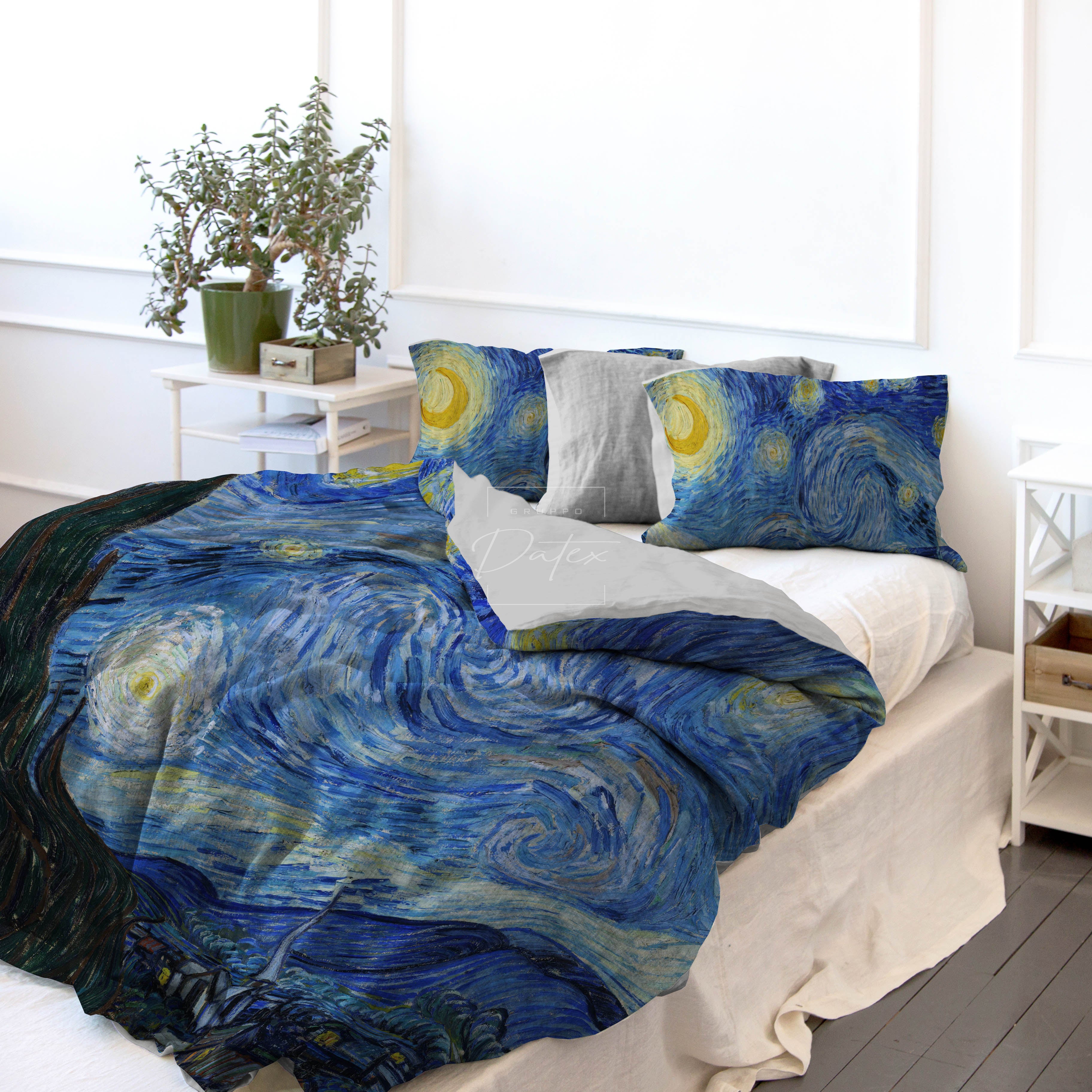 Copripiumino Matrimoniale " NOTTE STELLATA " di VAN GOGH - Spugna e Cotone