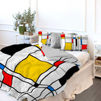 Copripiumino Matrimoniale " COMPOSIZIONE BIANCO,ROSSO " di MONDRIAN - Spugna e Cotone