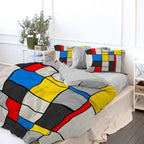 Copripiumino Matrimoniale " COMPOSIZIONE ROSSO, GIALLO, BLU" di MONDRIAN - Spugna e Cotone