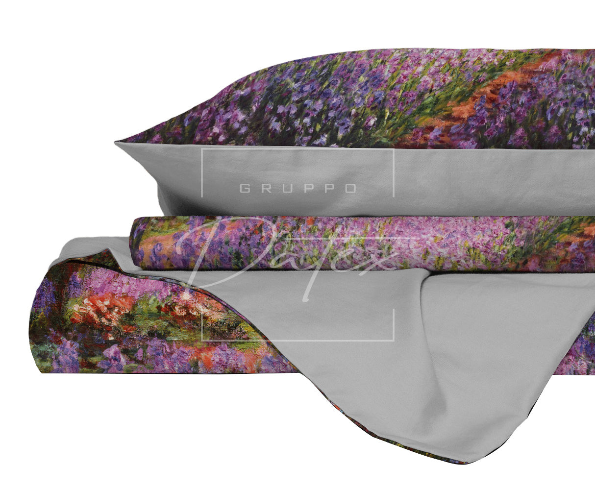 Copripiumino Matrimoniale " IL GIARDINO DELL'ARTISTA A GIVERNY " di MONET - Spugna e Cotone