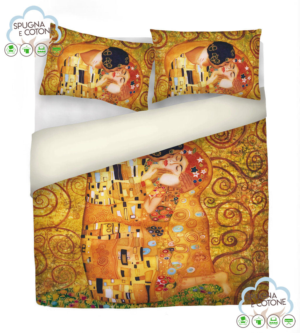 Copripiumino Matrimoniale " IL BACIO " di KLIMT - Spugna e Cotone