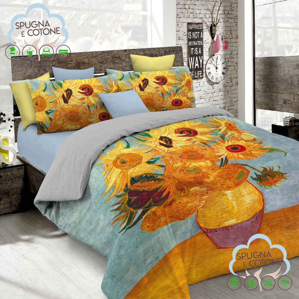 Copripiumino Matrimoniale " GIRASOLI " di VAN GOGH - Spugna e Cotone