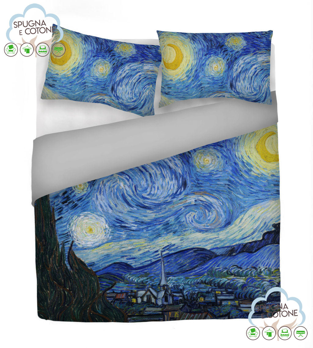 Copripiumino Matrimoniale " NOTTE STELLATA " di VAN GOGH - Spugna e Cotone