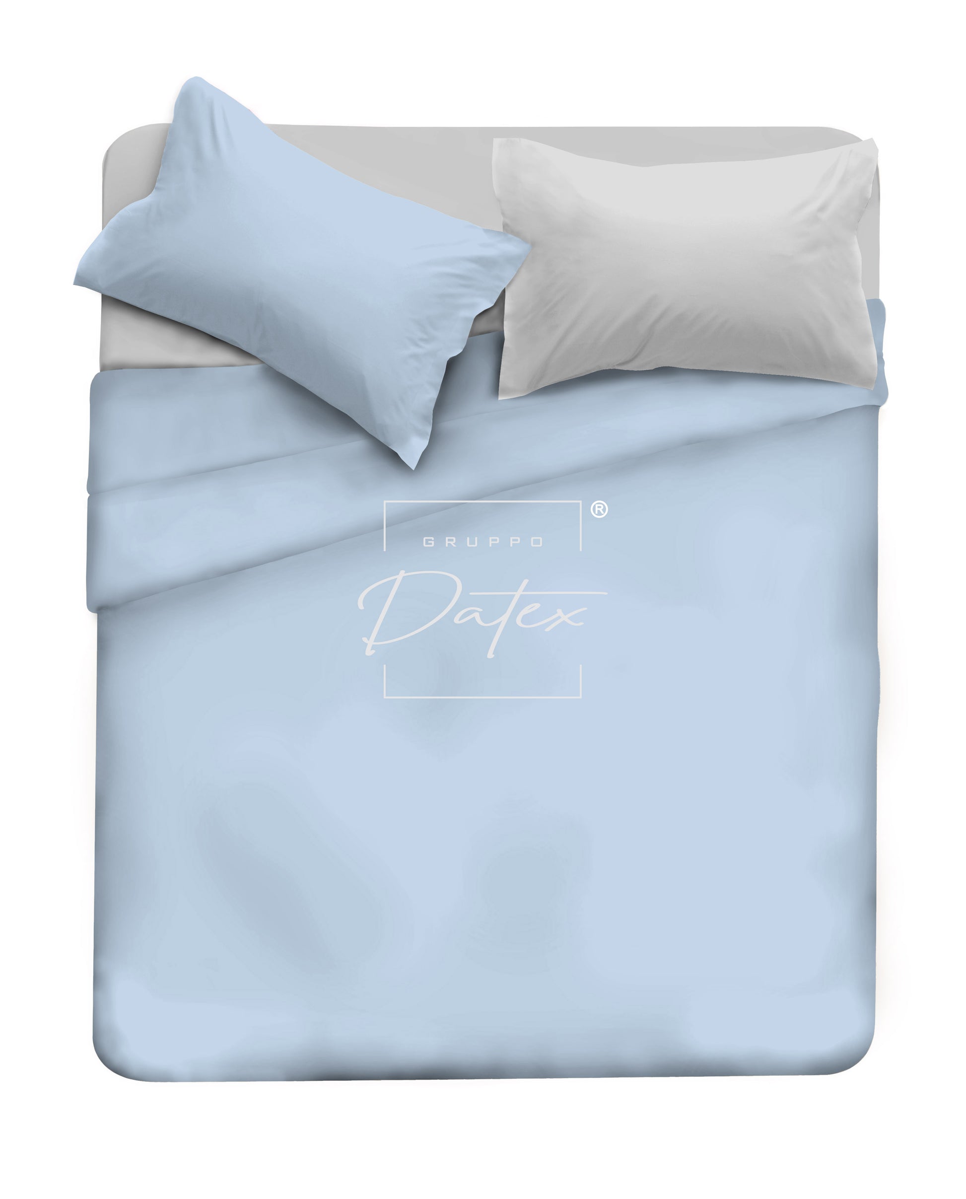 Completo lenzuola BICOLOR AZZURRO/GRIGIO - Spugna e Cotone
