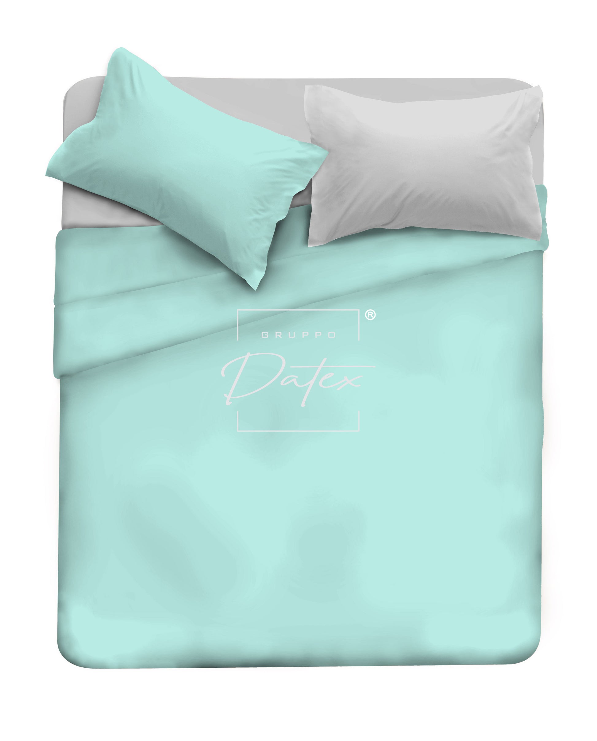 Komplettes BiColor-Bettwäscheset Aqua Grün/Grau