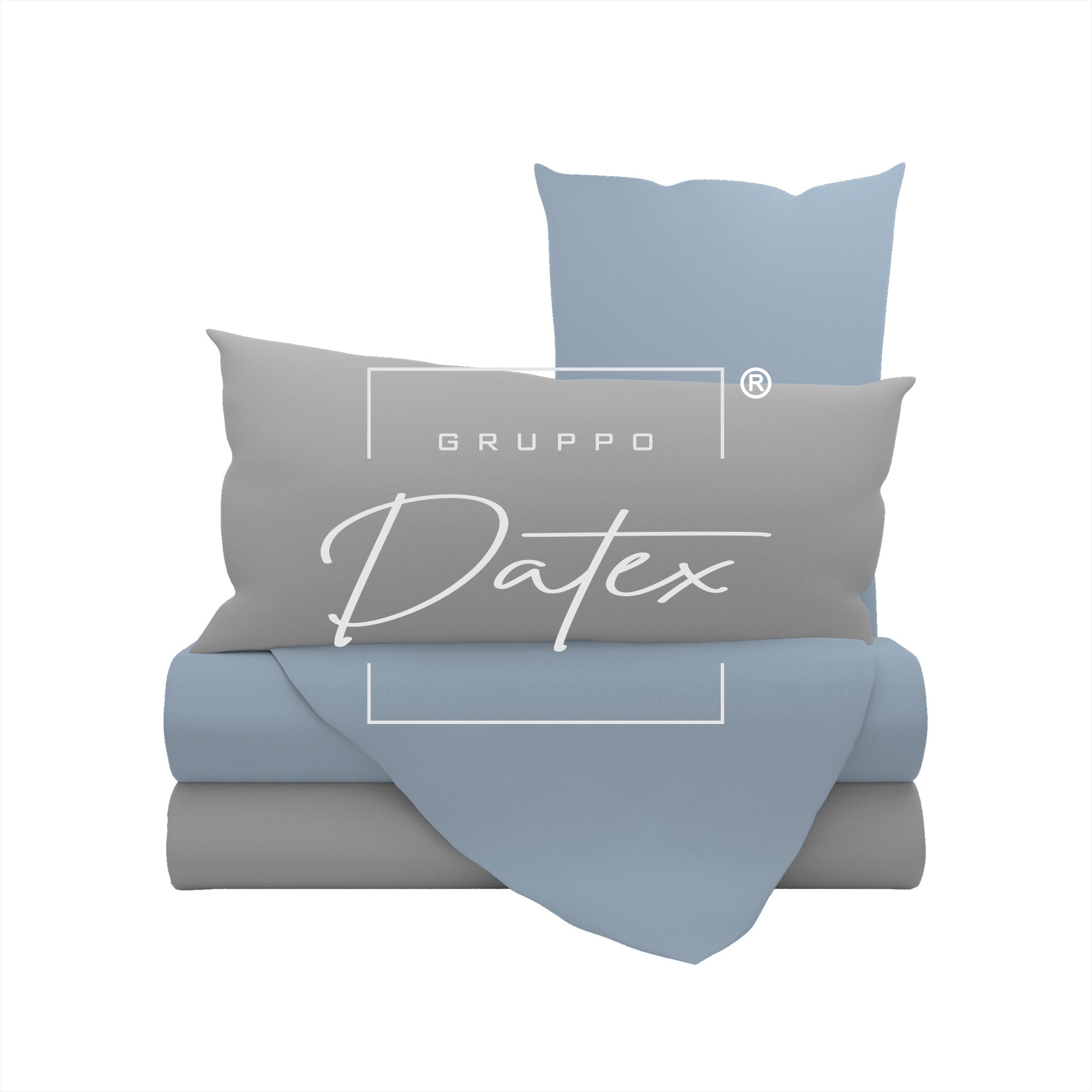 Completo lenzuola BICOLOR AZZURRO/GRIGIO - Spugna e Cotone