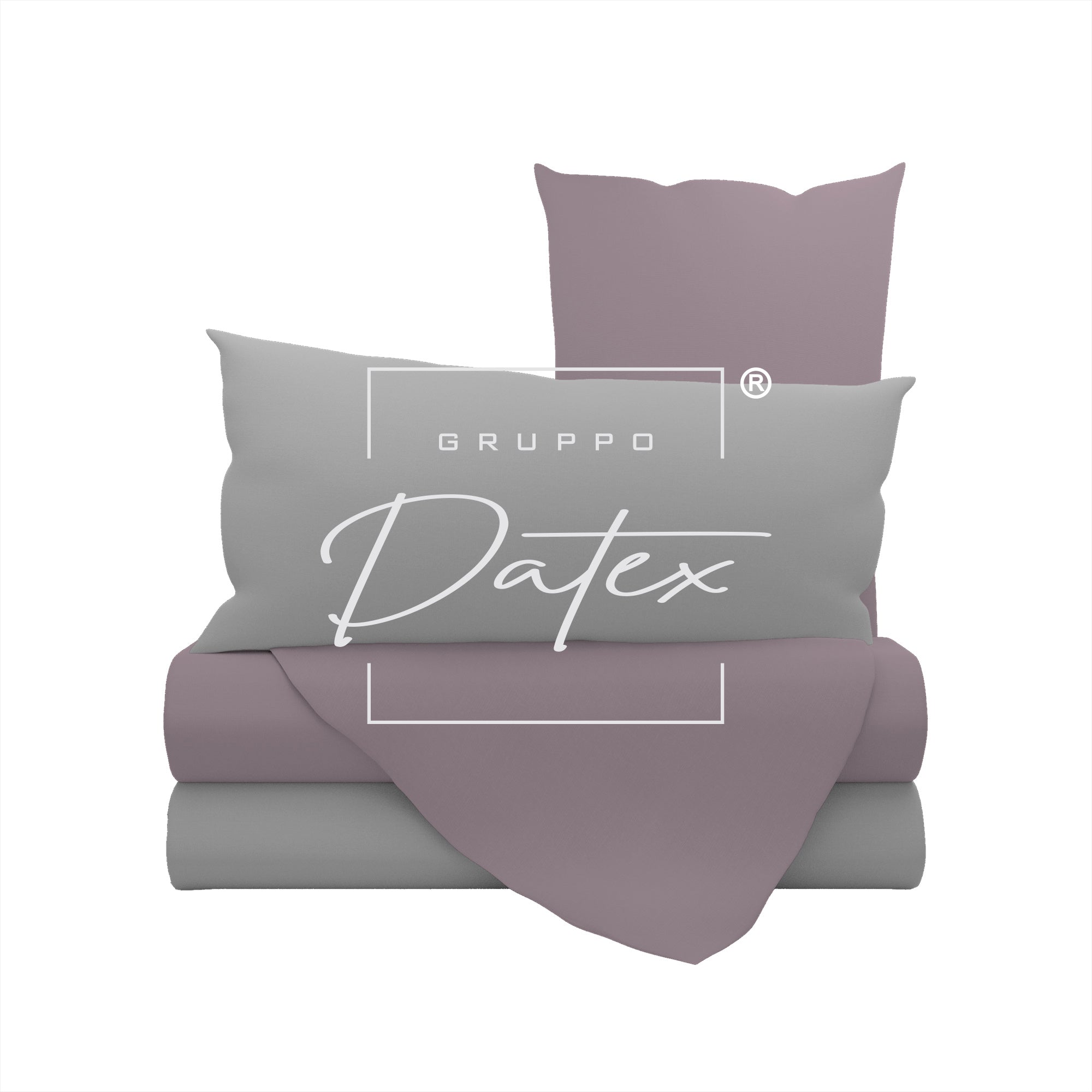 Komplettes BiColor-Bettlakenset in Antik-Rosa/Rauch