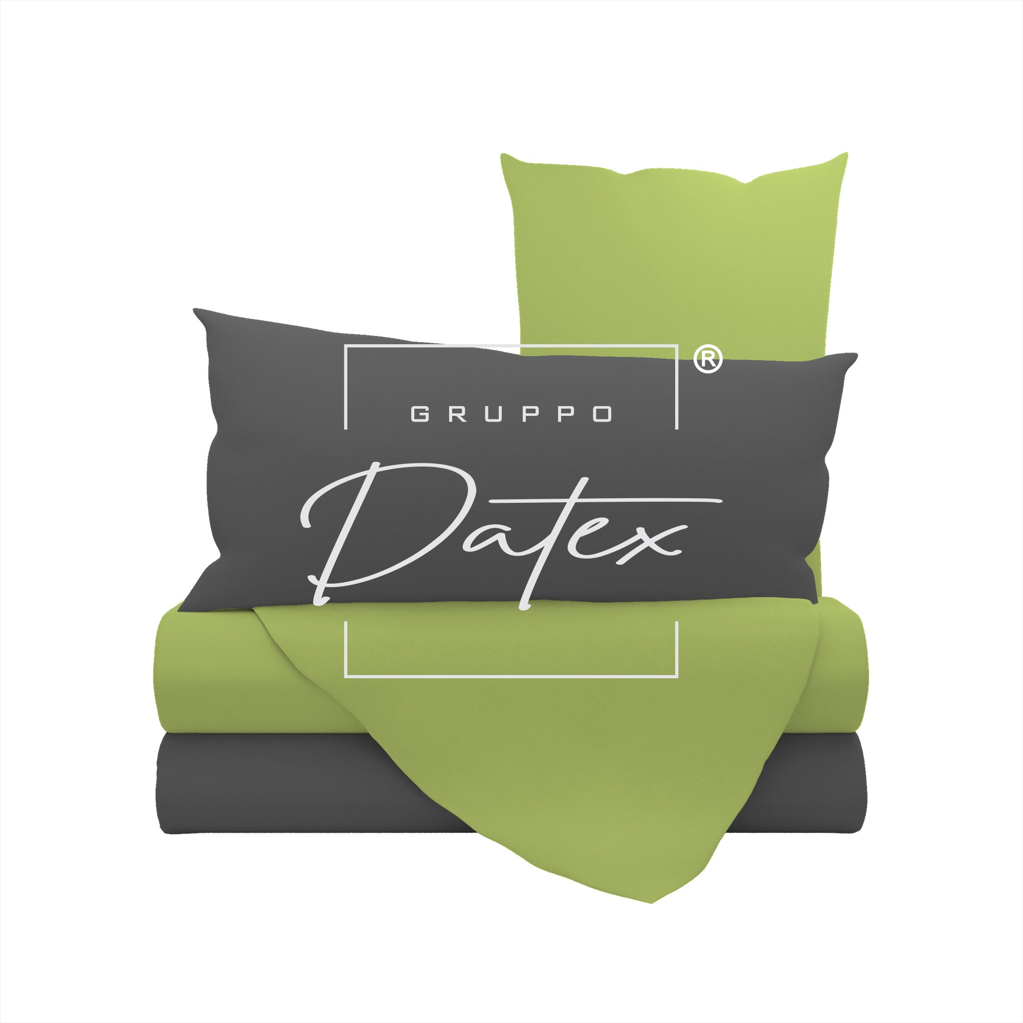 Komplettes BiColor-Bettwäscheset Acid Green/Smoke