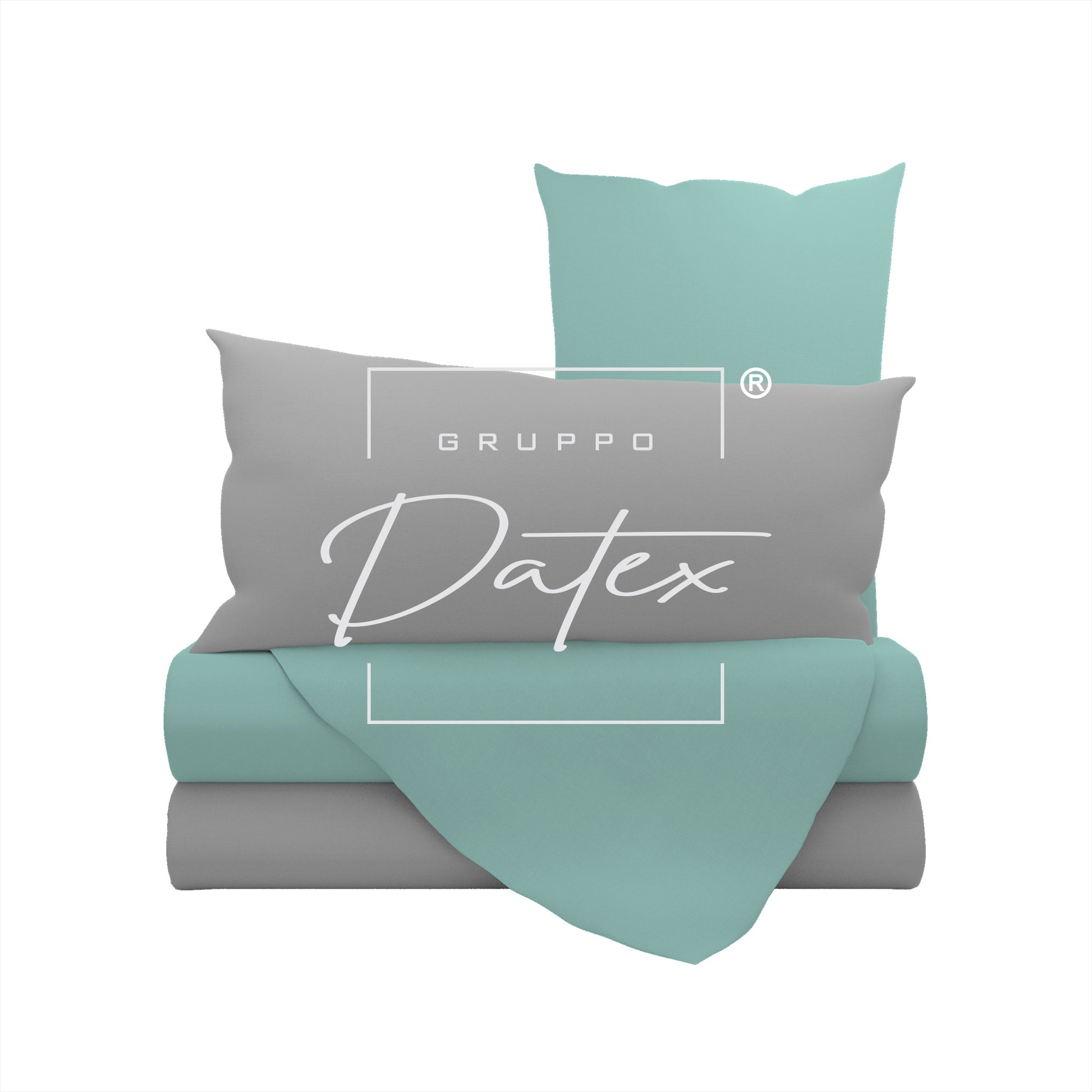 Komplettes BiColor-Bettwäscheset Aqua Grün/Grau