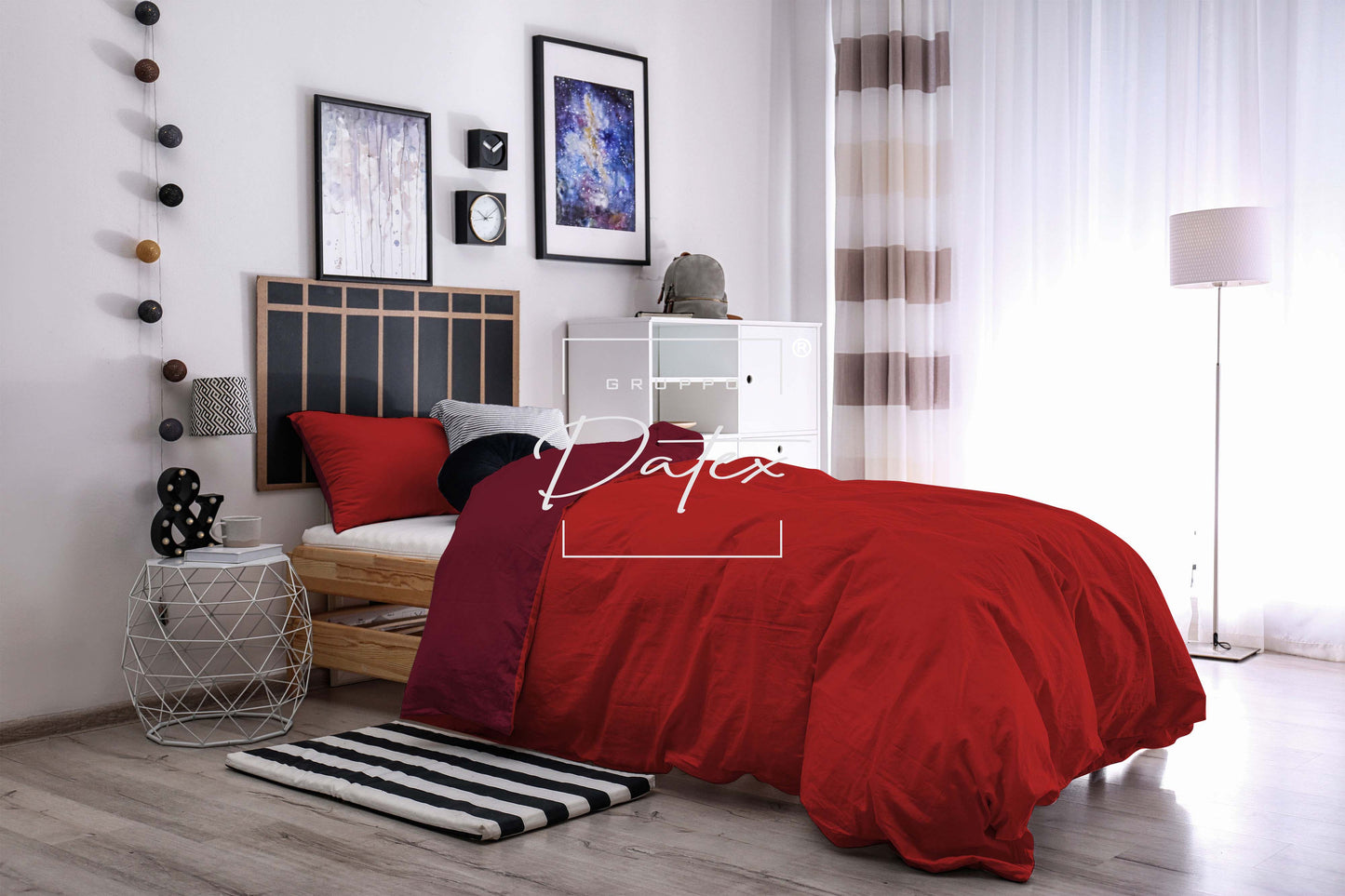 Parure Copripiumino ROSSO/BORDEAUX - Spugna e Cotone