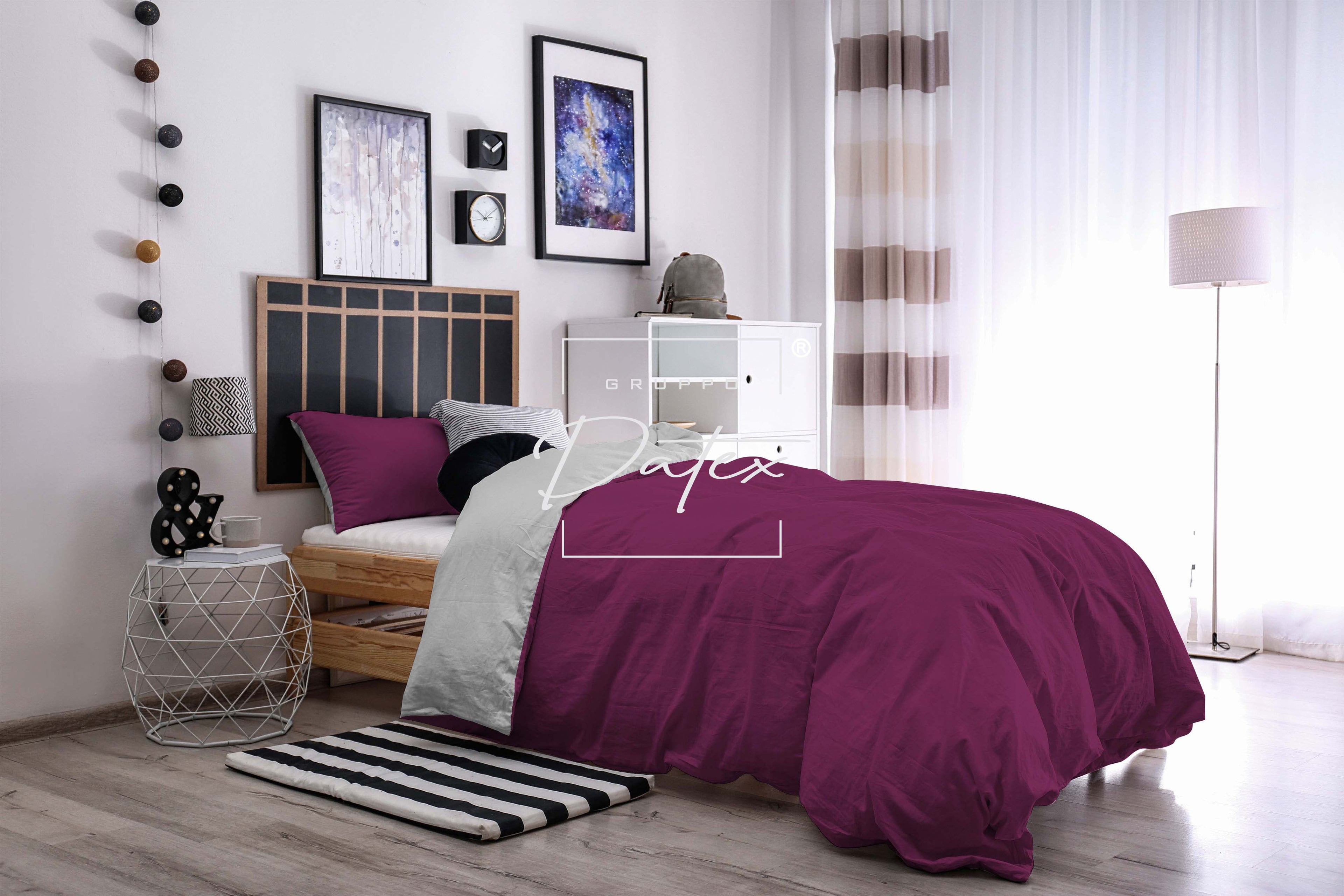 Parure Copripiumino FUCSIA/GRIGIO - Spugna e Cotone