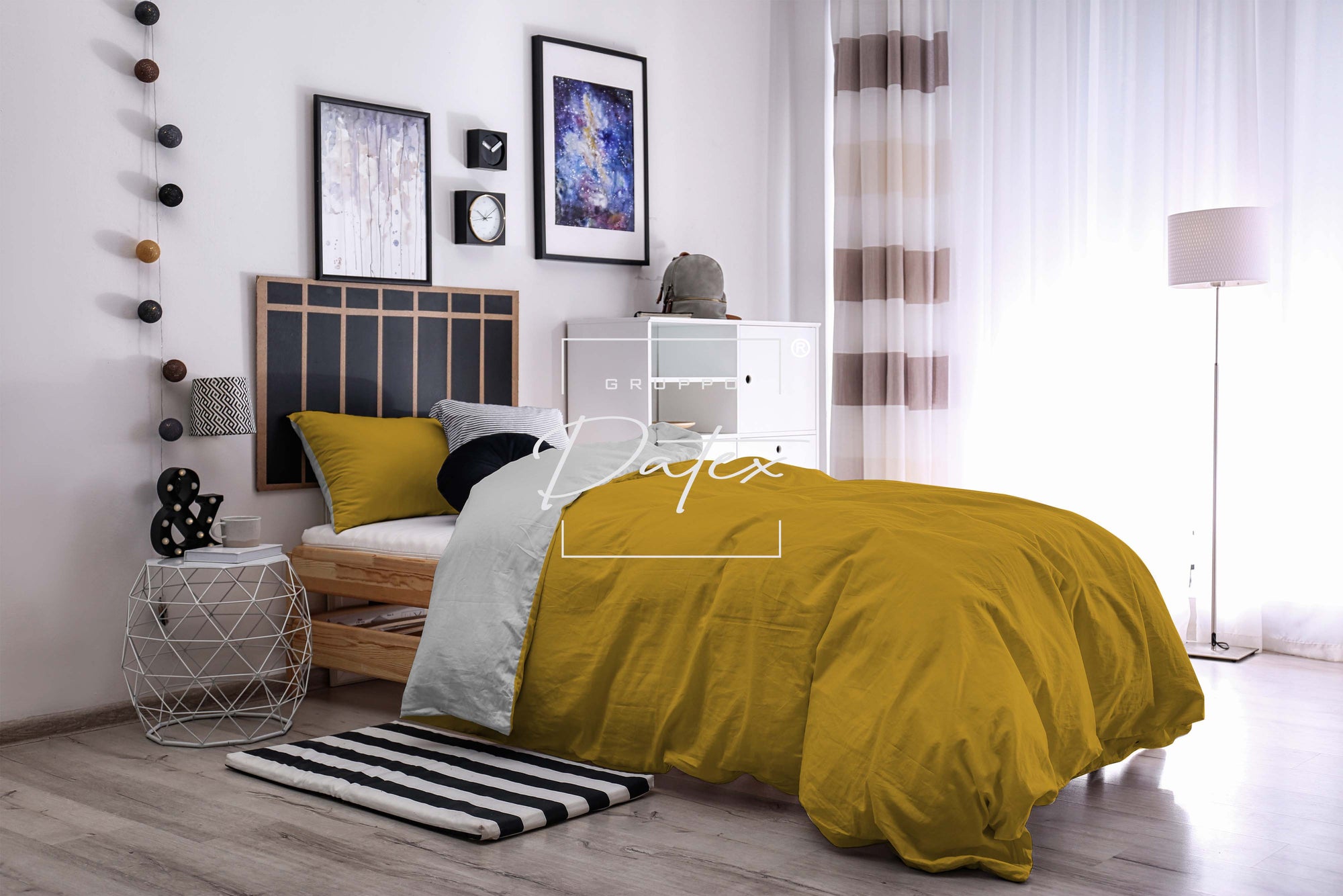 Parure Copripiumino OCRA/GRIGIO - Spugna e Cotone