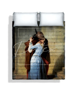 Trapuntino Matrimoniale Sogni d'Autore 01 "Bacio" di Hayez