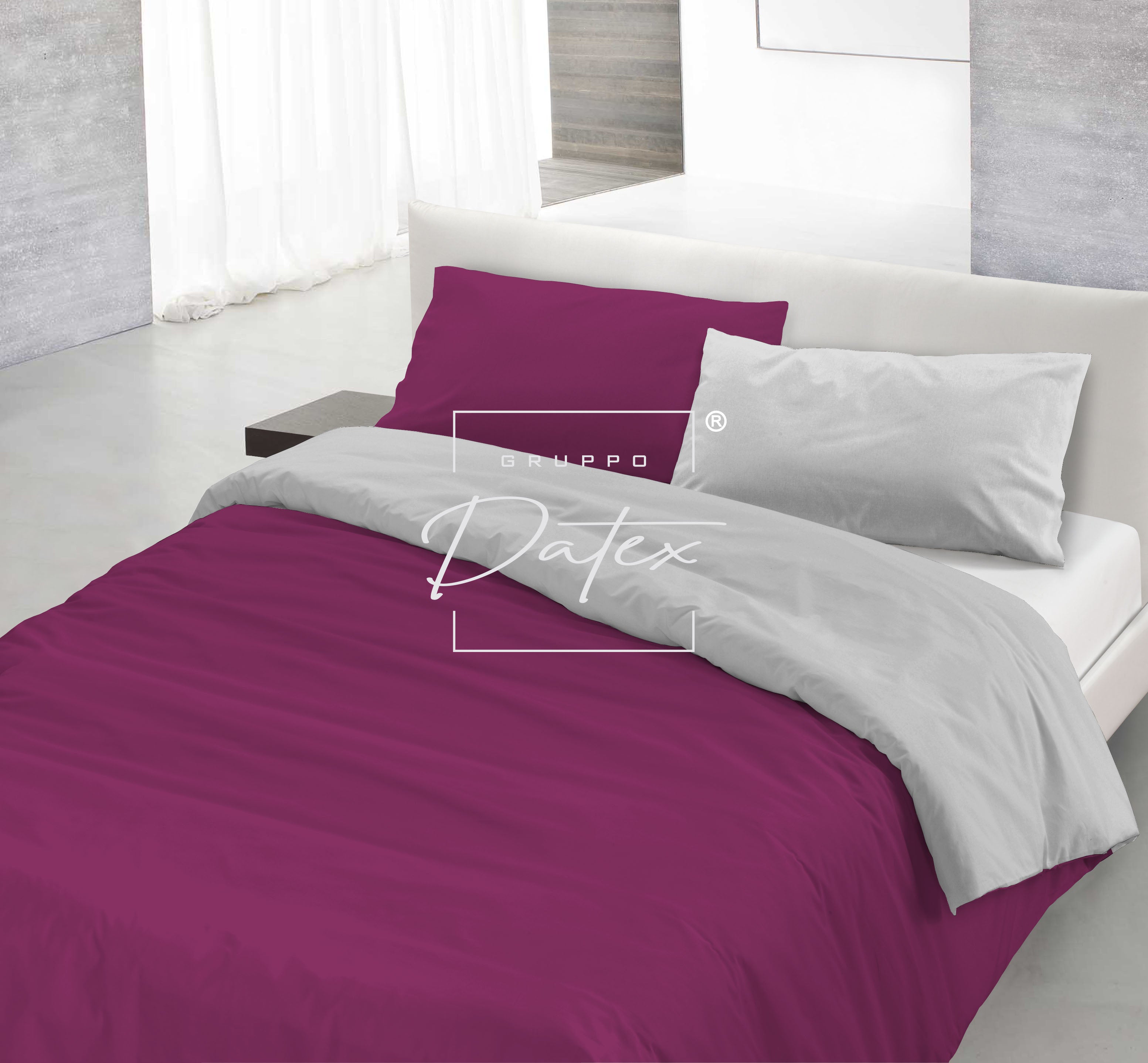 Parure Copripiumino FUCSIA/GRIGIO - Spugna e Cotone