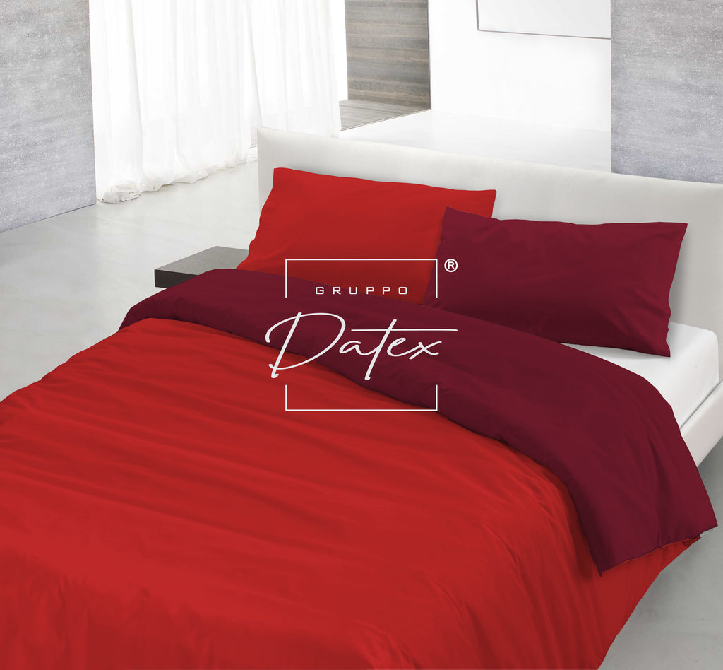 Parure Copripiumino ROSSO/BORDEAUX - Spugna e Cotone